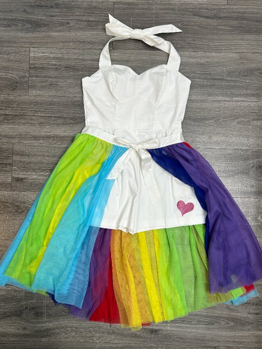 Disney Dress Shop Inside Out Rainbow Unicorn Romper + Skirt Large NWT